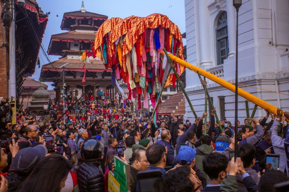 Festival of Colours Begins as Chir is Installed in Basantapur