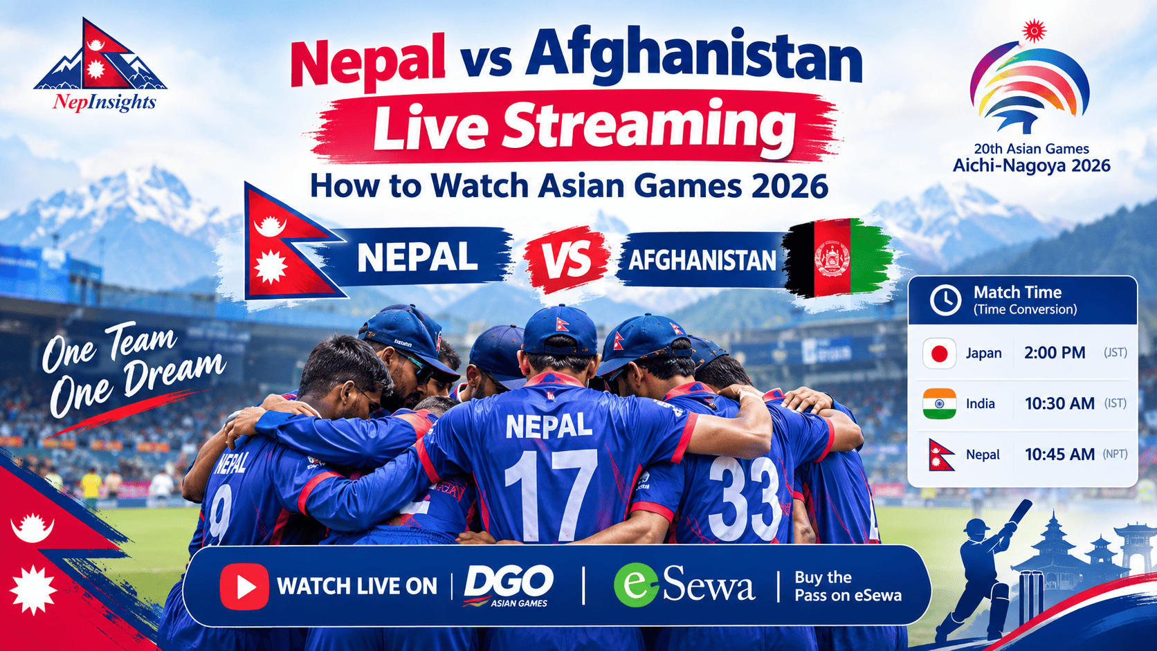 Nepal vs Afghanistan Live Streaming: How to Watch Asian Games 2026