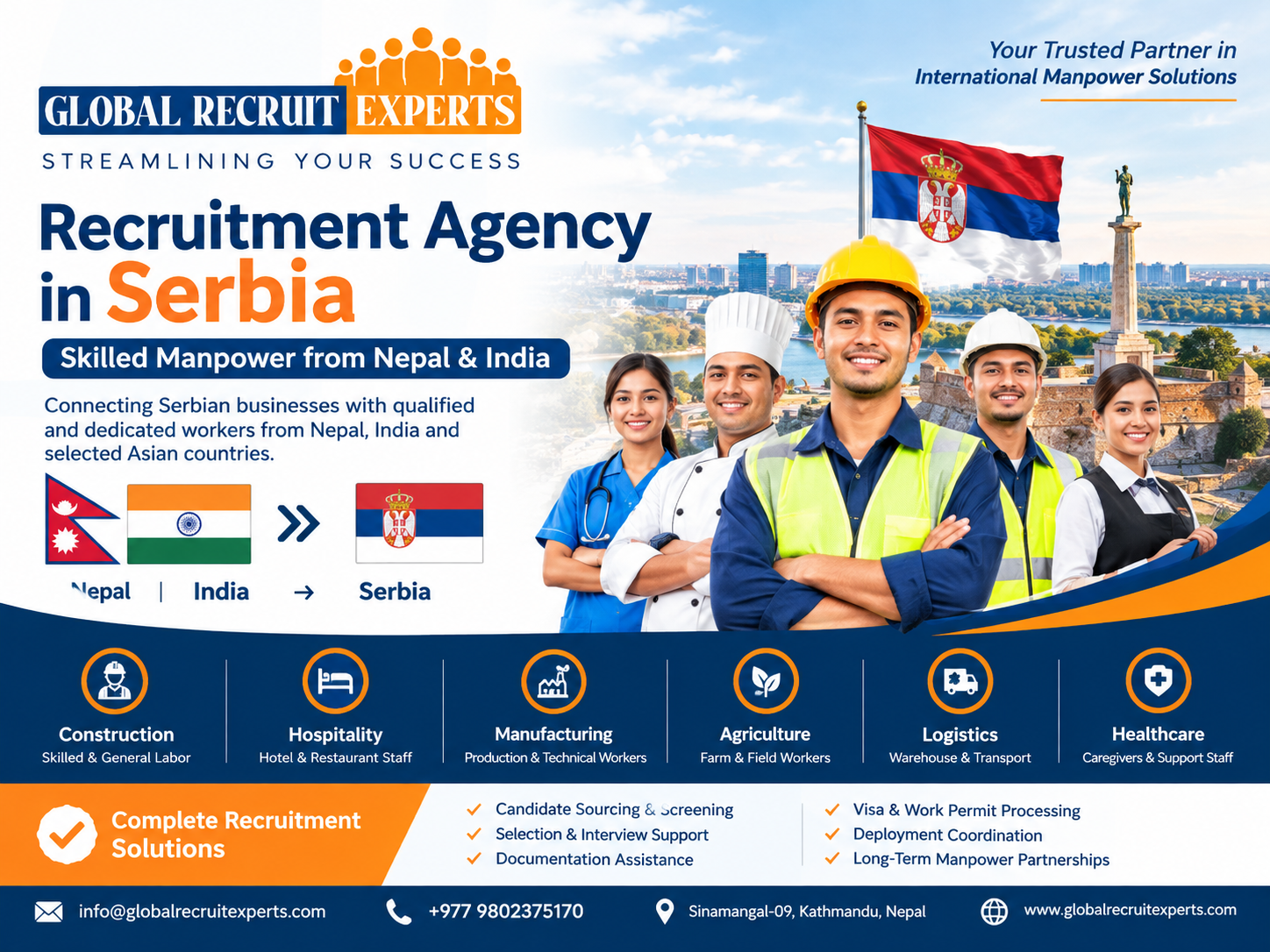 Recruitment Agency in Serbia | Skilled Manpower from Nepal & India