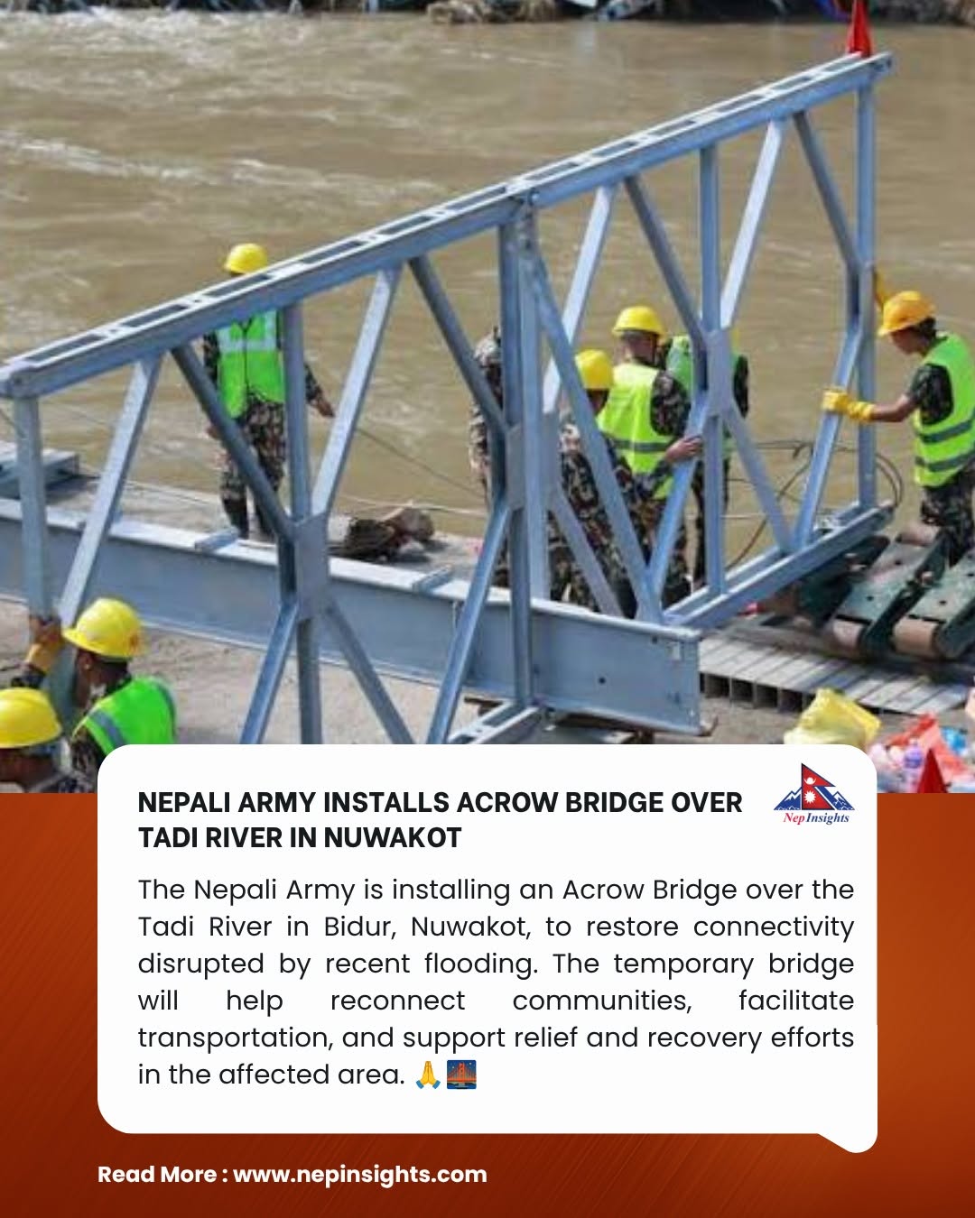 Nepali Army Installs Acrow Bridge Over Tadi River